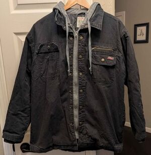 Dickies Canvas Hooded Work Jacket Mens Large (42-44) BlackFull Zip Up